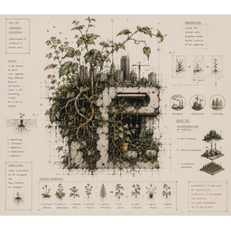 Concrete Ecologies, by Lucia Demoverde, Coloured Pencils, 2024