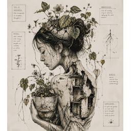 The Overgrowth of Unspoken Thoughts, by Lucia Demoverde, Graphite, 2025